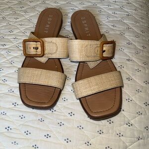 ESPRIT Sandals Size 9M Willette Ivory Two Straps Buckle